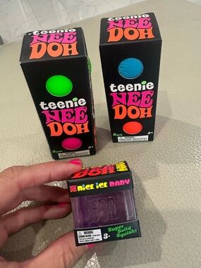 Teenie Nee Doh Neon Squish Toys (2 packs, 6 total) & Nee Doh Nice Ice Baby, NIB